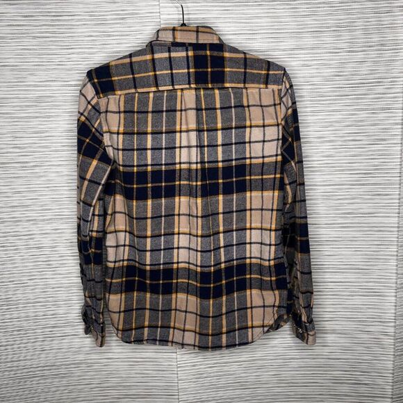 Eddie Bauer Flannel Shirt Mens small Blue‎ Beige Plaid Button Up Long Sleeve - Picture 6 of 6